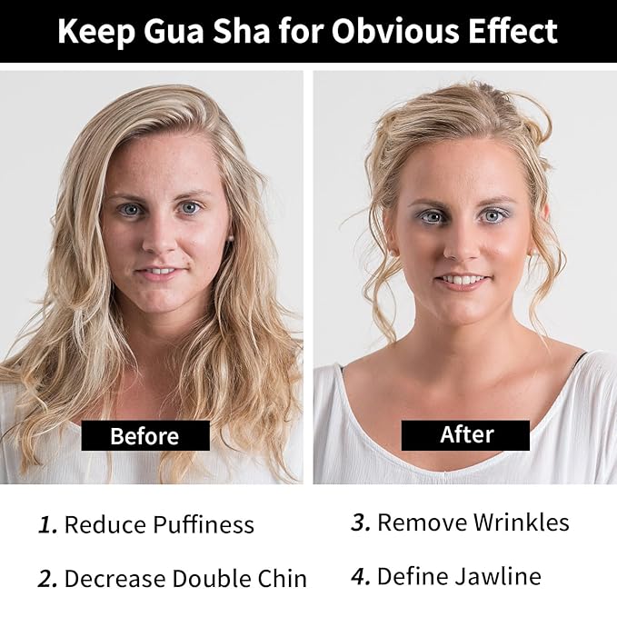 Gua Sha Facial Tools 2 Pack, Natural Jade Guasha Tool for Face,Double Chin & Jawline, Gua Sha Stone Self-Skin Care Face Stone Gua Sha tools for Women Guasha Stone, Black and Pink