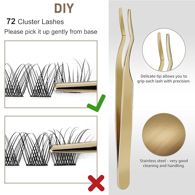 DIY Lash Extension Kit B01 Lash Cluster DIY Eyelash Extension Kit Individual Lashes Eyelash Clusters with Eyelash Glue Remover Lash Applicators for DIY Eyelashes Extensions (Kit,B01)
