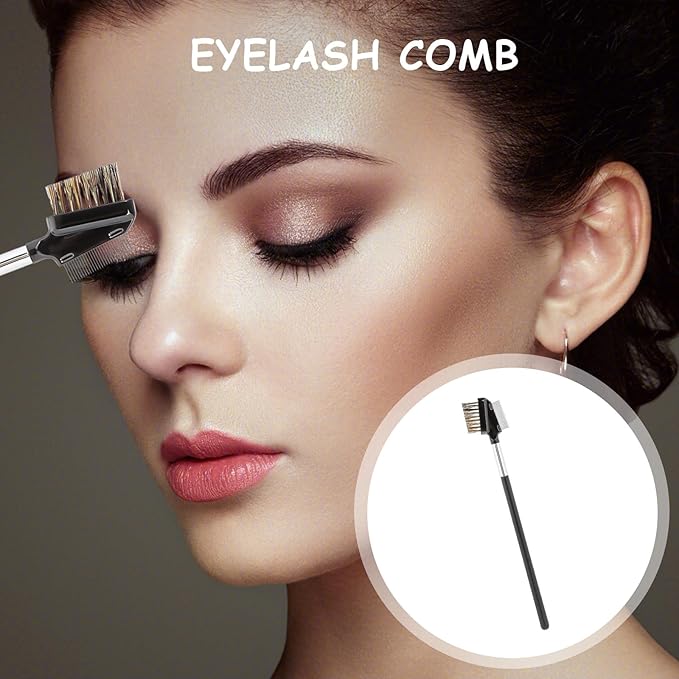 1 Pcs Eyebrow Brush, Metal Eyelash Comb, Resuable Dual Eyebrow Comb, Eye Brow Makeup Brush Eye Lash Comb for Eyelashes Extension (Bristles)