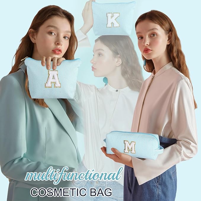 YOOLIFE 2 Travel Makeup Bags for Women - Cute Makeup Bag Makeup Bag Organizer Make Up Bag Travel Essentials Makeup Bag Personalized Gifts Friend Gifts for Women Teenager Bridesmaids Letter B