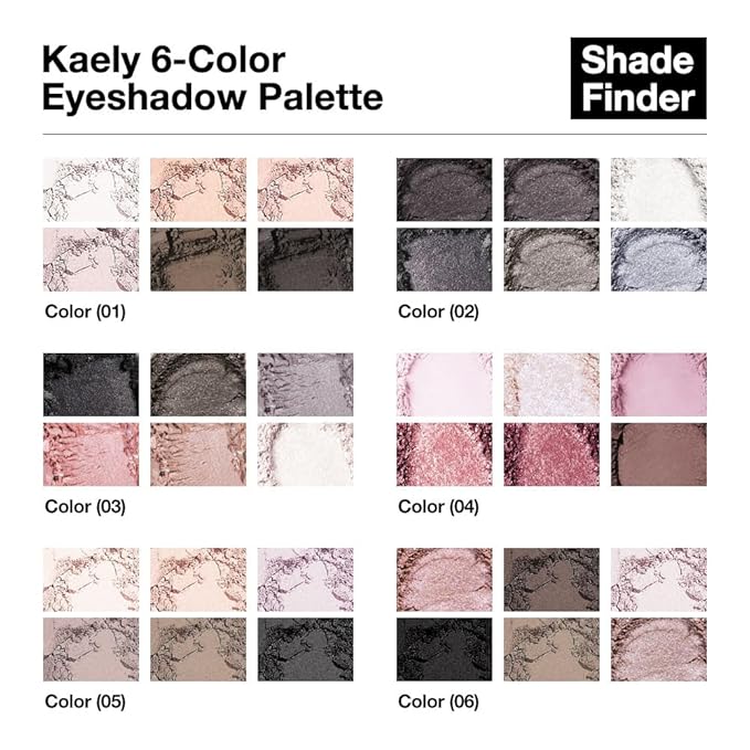 evpct 6 Colors Travel Eye Shadow Palette Makeup, Rose Coffee White Bright Nude Pink Black Brown Sparkly Shimmer Glitter Matte High Pigment Mini Eyeshadow Palette for Older Women, Built in Mirror