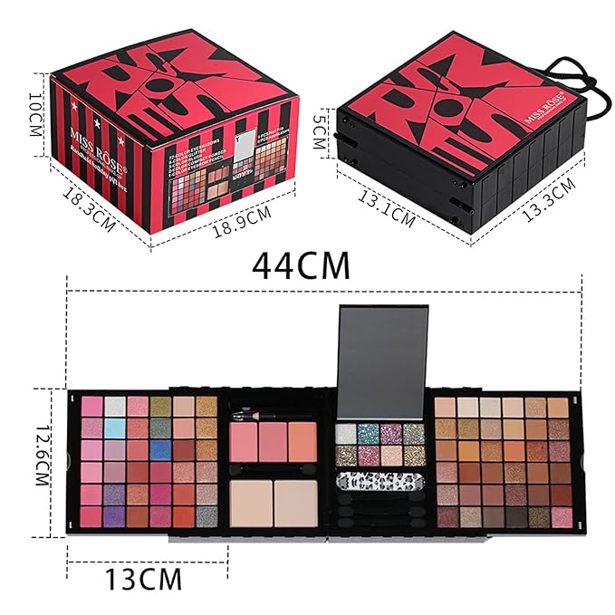 FantasyDay Makeup Sets, Multifunction Makeup Palettes with Mirror, 72 Color Eyeshadows/Compact Powder/Sequins/Bronzing Powder/Highlighter/Lip Color, Makeup kit for Women Full Kit - #D