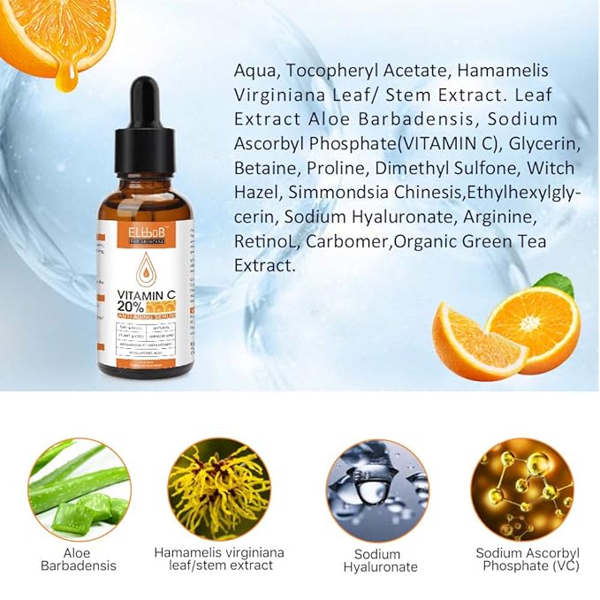 Premium 20% 𝐯𝐢𝐭𝐚𝐦𝐢𝐧 𝐜 𝐬𝐞𝐫𝐮𝐦 - (2PACK) with Hyaluronic Acid, Retinol & Amino Acids - Boost Skin Collagen,Hydrate & Plump Skin, Anti Aging & Wrinkle Facial Serum
