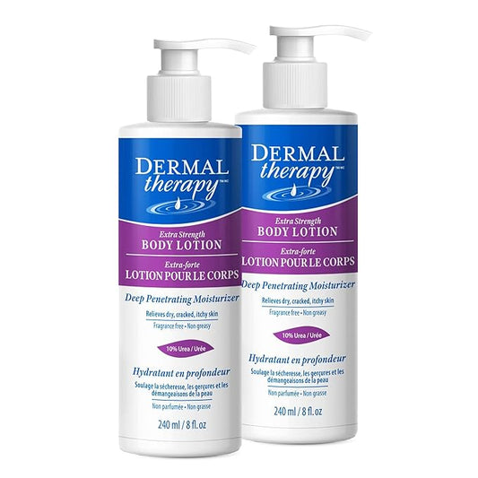 Dermal Therapy Extra Strength Body Lotion – Hydrating Formula with 10% Urea and 5% Alpha Hydroxy Acids | Helps Smooth and Moisturize Dry Skin | 8 fl oz (2-Pack)