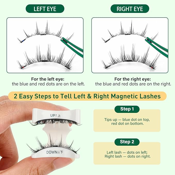 KEYYOU Daily Wear Reusable Magnetic Eyelashes 2 Pair with Applicator No Glue Needed 3D Natural Magnetic Lashes, Easy to Apply & Long Lasting for Daily Use & Events(A02+A02)