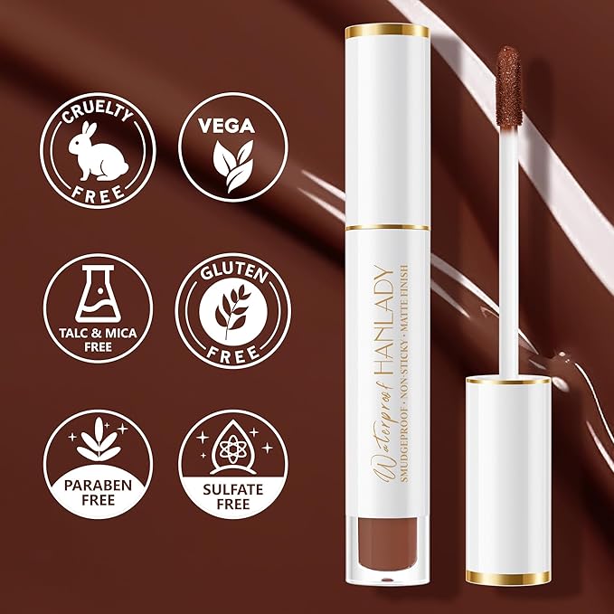 Nude Brown Dark Red Lipstick 3Pc Long Lasting Lipsticks for Women Pigmented Smudgeproof Transferproof Vegan Cruelty Free Lip Color, A61/50/48