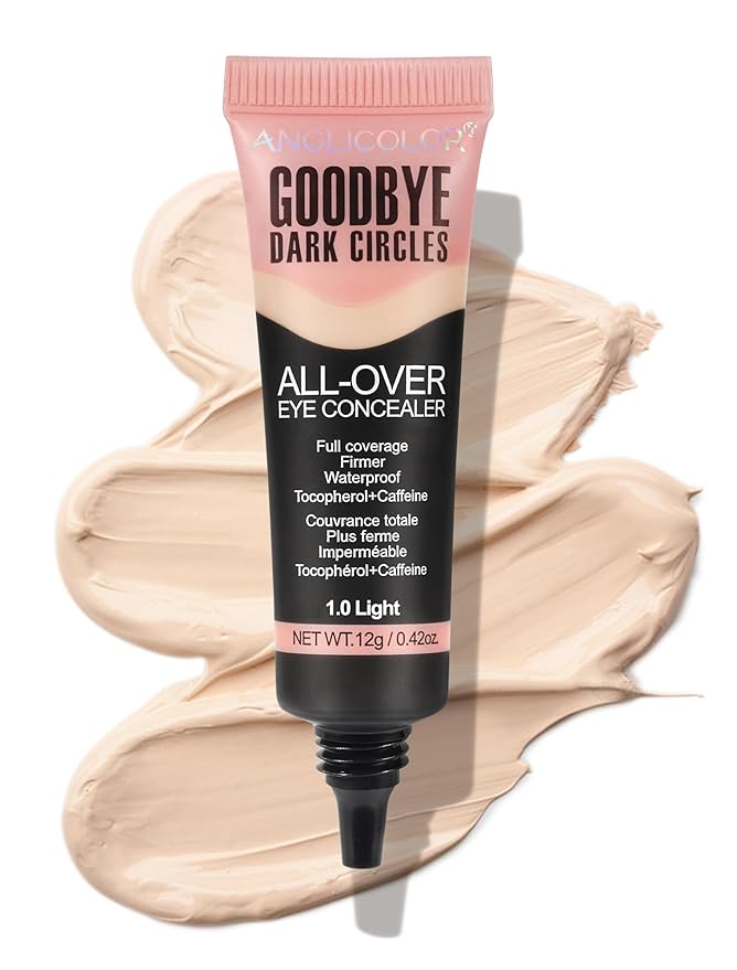 Anglicolor Liquid Concealer, Under Eye Full Coverage Concealers for Dark Circles, Fine Lines, Redness,Waterproof, Firming,Color Correcting Long lasting Makeup Concealer for Women(01#Light, 0.42 Fl Oz)