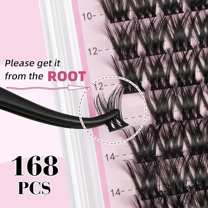 Lash Clusters for DIY Lash Extension at Home, Wispy Natural Individual Clusters Lashes False Eyelashes 168 Count 0.07D 8-18MM Mix D Curl Eye Lash Extensions (U03 Lash 8-18MM)