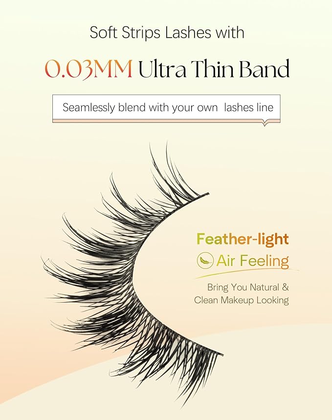 Lashes Cat Eye False Eyelashes Natural Look 13MM Manga Lash Strips C Curl Eye Lashes Pack with 0.03MM Thin Band ChirpyLuna Fake Eyelashes, 7 Pair