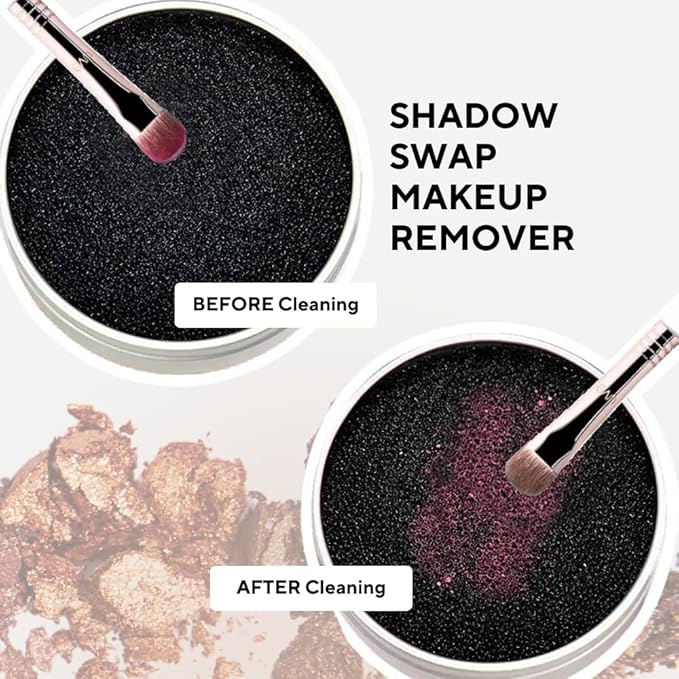 Makeup Brush Cleaner Sponge, Removes Eyeshadow & Blush Dry Makeup for Quick Color Changes, Waterless & Chemical Free, Fast & Easy Cleaning