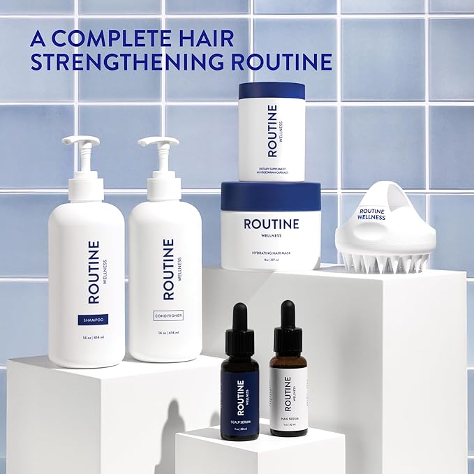 Routine Wellness Anti-Thinning Shampoo for Thinning Hair - Biotin DHT Blocker Women & Men - Color Safe Shampoo for Hair Loss & Healthy Hair - Lavender & Cedar - 14oz
