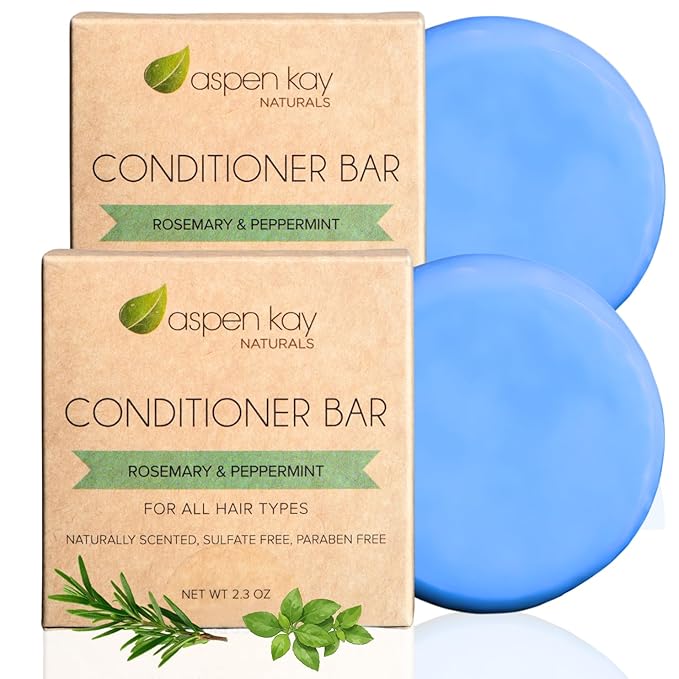 Peppermint & Rosemary Natural Hair Conditioner Bar, Organic, Vegan, Volumizing, Hydrating Argan Oil Conditioner for Curly or Straight Hair, Paraben & Sulfate Free, Made in USA - 2.3 oz.