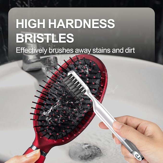 Hair Brush Comb Cleaning Tool Comb,2-in-1 Hair Brush Cleaner Tool, Portable Remover Rake for Removing Hair Dust, Home and Salon Use(White)