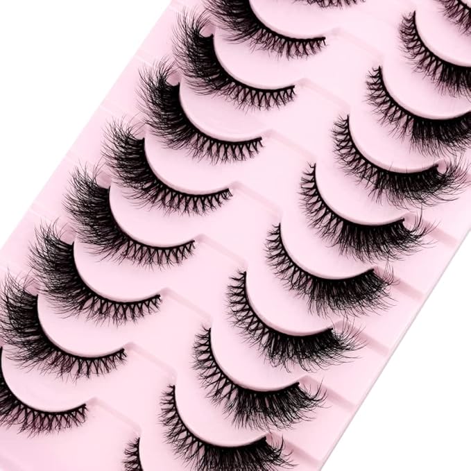 HBZGTLAD New 10 Pairs 3D Mink Lashes False Eyelashes Handmade Wispy Fluffy Long Lashes Natural Eye Makeup Tools Eye Lashes(6DF01)