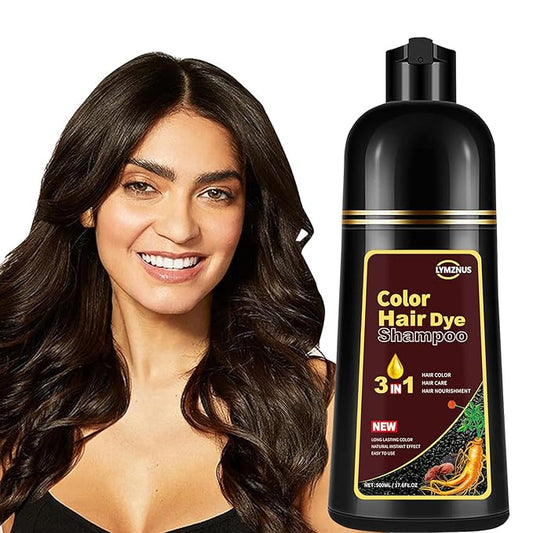 Dark Chocolate Hair Dye Shampoo 3 in 1, 100% Gray Coverage ， Instant Natural Hair Color for Men & Women,Root Touch Up for All Hair Types – Easy Application, Dark Brown Color champu para canas 500ml