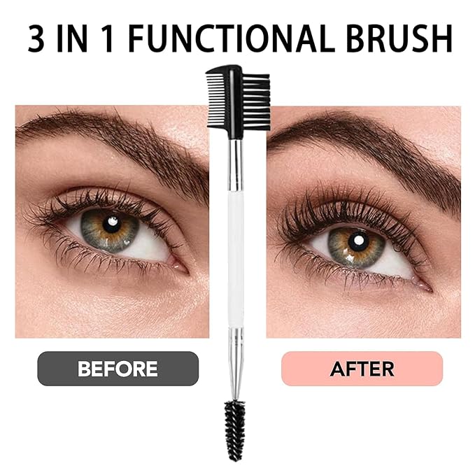 6PCS Eyebrow Eyelash Brush 3 Head Eyelash Comb Double Head Brush Makeup Grooming Tool Cosmetic (White)