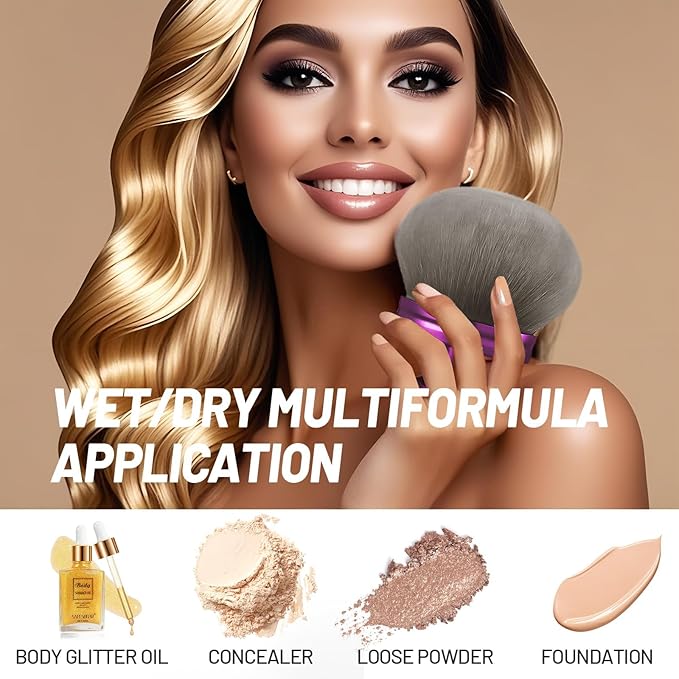 SAM SUGAR Extra Large Body Makeup Brush for Self Tanner Brush 3 Inch Width Head Kabuki Brush Leg Makeup & & Bronzer Self Tan Applicator