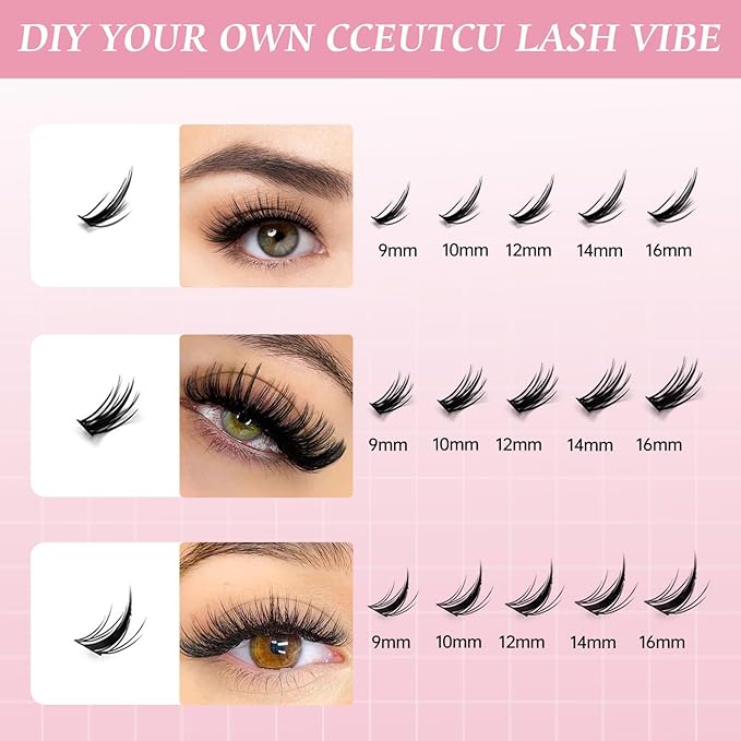 DIY Lash Clusters Kit Lash Extension Kit, 700pcs,30D&40D&50, 9-16mm, D Curl, Natural Volume Lash Extensions Wispy Eyelash Clusters Individual Lashes Kit, 11#Black