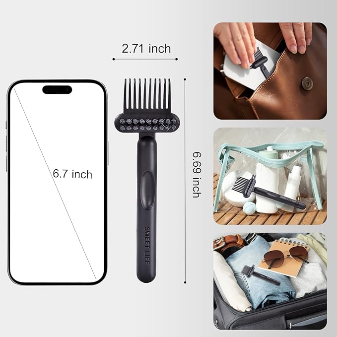 2 Pack Hair Brush Cleaning Tool, 2-in-1 Cleaner Tool, Portable Cleaning Tool Set for Brush Comb Keyboard, Remover Rake for Removing Hair Dust, Home and Salon Use(White&Black)