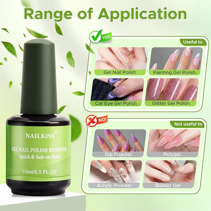 15ML Gel Nail Polish Remover, Professional Gel Polish Remover for Nails, Quick & Easy Polish Remover In 2-5 Minutes, No Need for Foil Soaking Or Wrapping