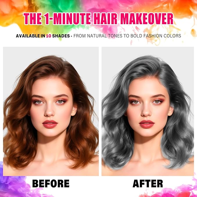 Acomler Christmas Gray Hair Spray Temporary Hair Color Spray for Kids Women, Washable Temporary Hair Dye, One-Time Hair Color Wax, Natural Silver Hair Spray for Cosplay, Party, Halloween(Gray, 4.06Oz)