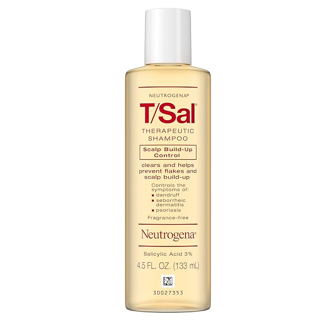 Neutrogena T/Sal Therapeutic Shampoo for Scalp Build-Up Control with Salicylic Acid, Scalp Treatment for Dandruff, Scalp Psoriasis & Seborrheic Dermatitis Relief, 4.5 fl. oz (Pack of 4)