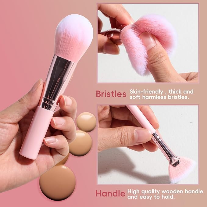 JPNK Makeup Brushes Set – 21PCS Makeup Sponge Triangle Puff Premium Synthetic Foundation Powder Concealers Eye Shadows Blush Brushes with Face Clean Brush