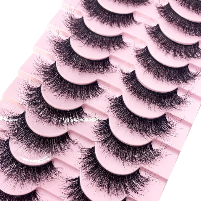 HBZGTLAD New 10 Pairs 3D Mink Lashes False Eyelashes Handmade Wispy Fluffy Long Lashes Natural Eye Makeup Tools Eye Lashes(M13)