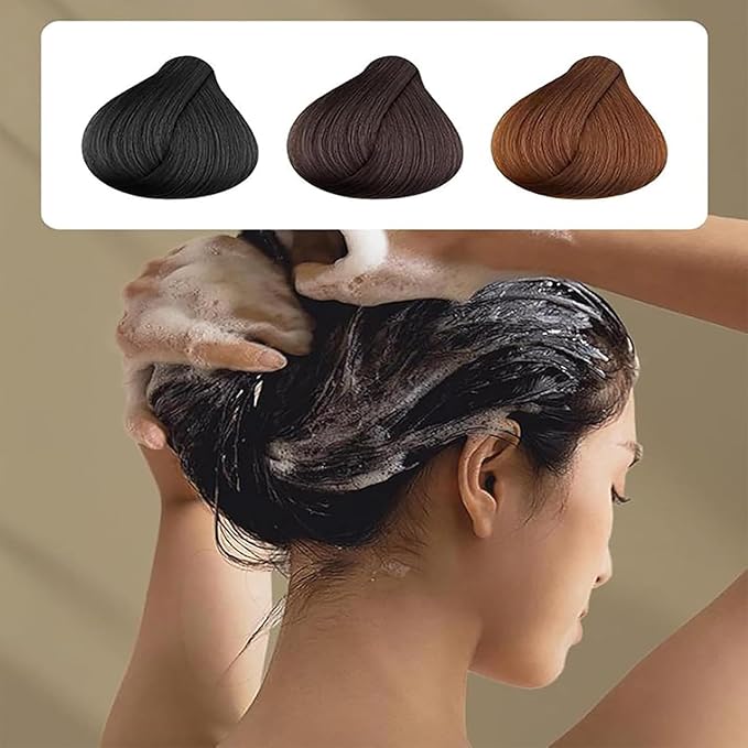 Mild Formula Long Lasting Hair Dye Set, Plant Extracts Long Lasting Hair Color Dye Cream, Gray Hair Coverage, Nourishing, Natural, Long-Lasting Shampoo (2*Chestnut brown)