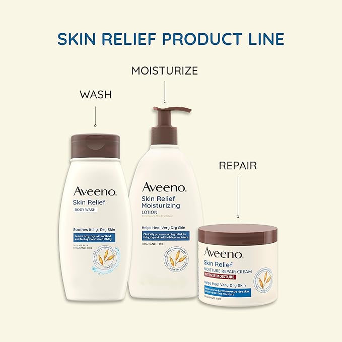 Aveeno Skin Relief Fragrance-Free Body Wash Refill with Oat to Soothe Itchy, Dry Skin, Gentle, Formulated without Soaps, Dyes, Parabens, Phthalates & Alcohol, for Sensitive Skin, 36 fl. oz (Pack of 2)