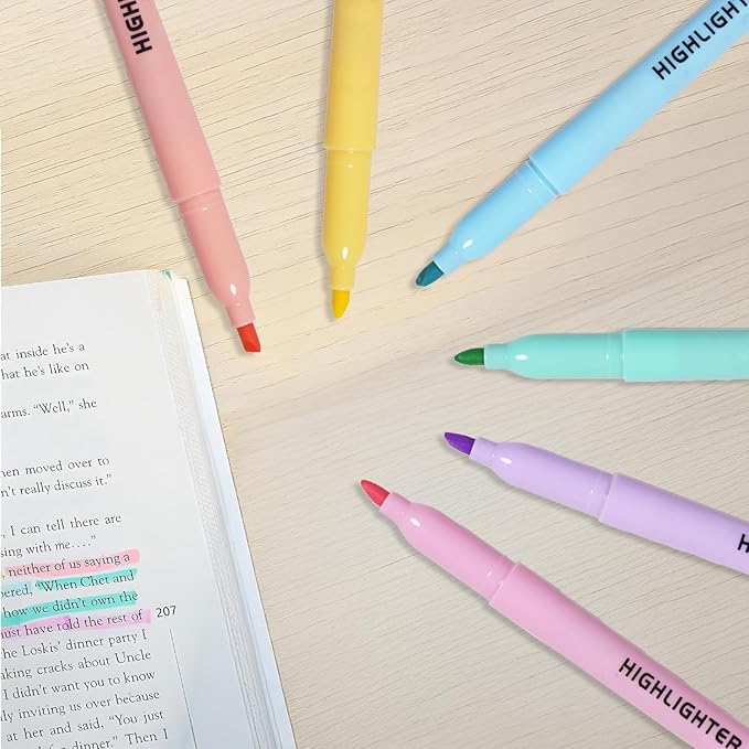Highlighters Assorted Colors, Chisel Tip, 12 Pack Bible Highlighters No Bleed, Quick Dry, Pastel Highlighter for School Teacher Students, Classroom Must Have, Back to School Supplies