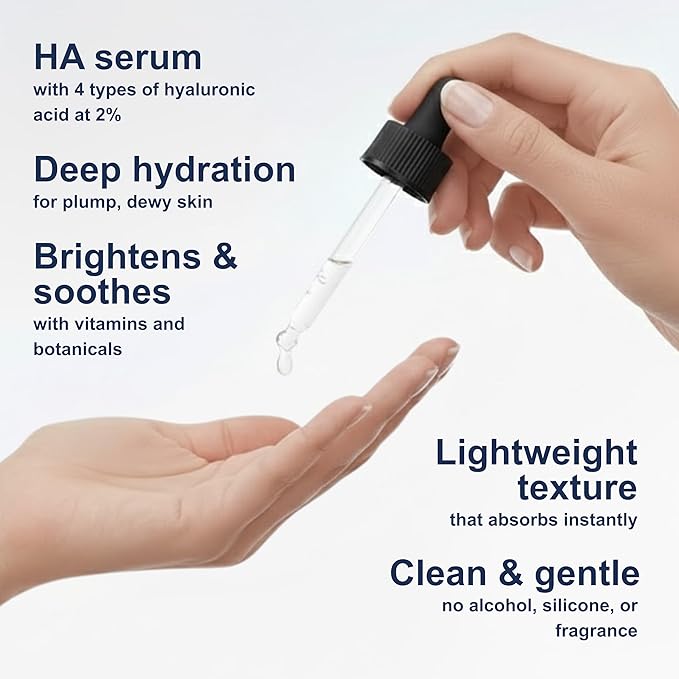 Hyaluronic Acid Serum with Vitamin B5, C, E, Witch Hazel, & Centella – 4 FL OZ | Active Hydrating Serum | 4 Types of HA at 2% | Skin + Face Hydration & Moisture Support* | Oil Free, Fragrance Free