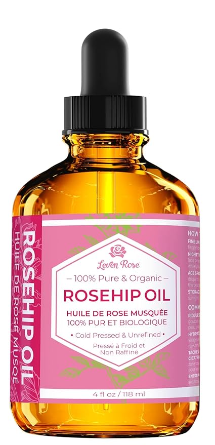 Leven Rose Rosehip Seed Oil for Face 1 oz - Pure Rosehip Oil for Face - Unrefined Cold Pressed Rosehip Oil for Body - Nighttime Face Moisturizer for Hair, Skin & Nails