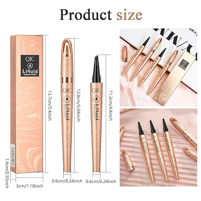 Eyebrow Pencil,Dark Brown 4-Point Micro-Fork Tip Eyebrow Pen,Smudge-Proof Portable Microblading Eyebrow Pencil,Eye Makeup Long-Lasting Waterproof To Create Exquisite Eyebrow Hair for Women