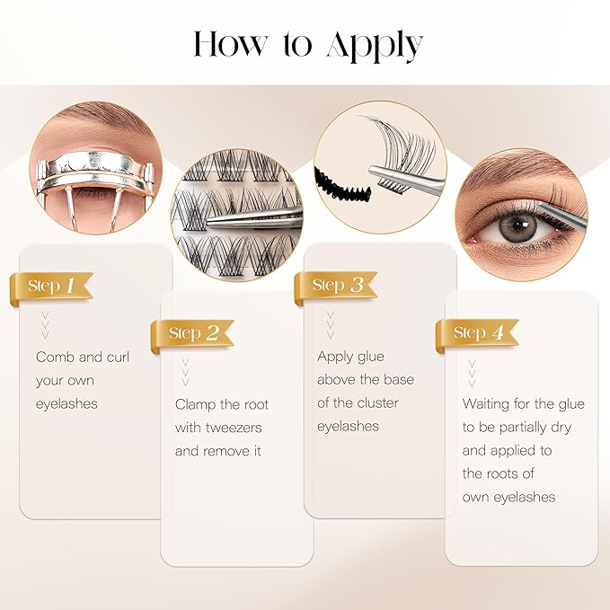 BEFER Lash Clusters, 72 Pcs D Curl Eyelash Super Fluffy Lightweight Individual Lashes 8-16MM Cluster Eyelash Extensions DIY At Home(Ethereal,FD36)