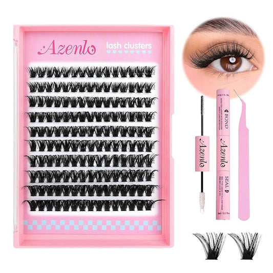 Natural Lash Clusters Kit Wispy Eyelash Clusters 120 pcs Cluster Eyelash Extensions C Curl Individual Lashes 10-16 mm Mix Length Natural Look (80D KIT 120 Pcs)