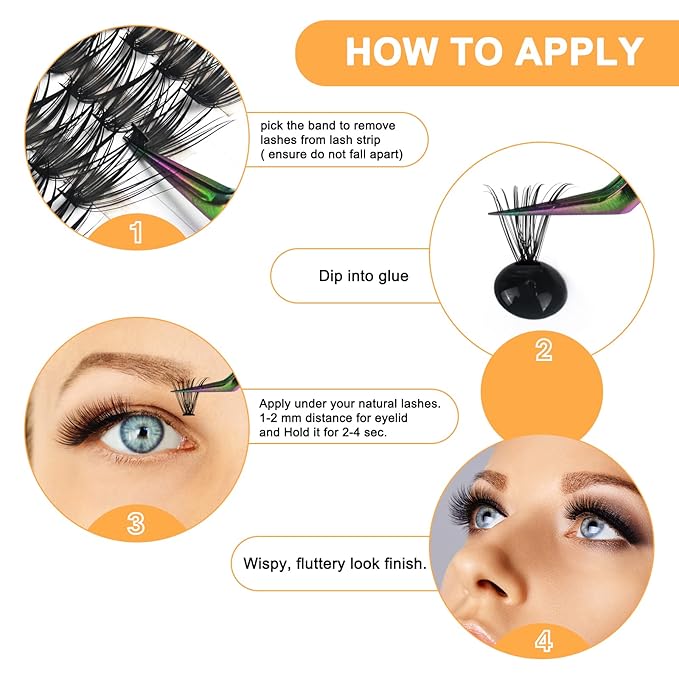 B&Q Lash Clusters 280PCS Natural Eyelash Clusters, 40D D 9-16mm Individual Lash Wispy Eyelash Extension with Soft Thin Band, Classic Look Pestañas Postizas Comfortable DIY at Home(40D-D-9-16mm)