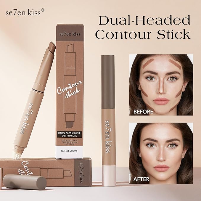 Nose Contour & Highlighting Stick with Brush - Umber | 2-in-1 Fine Tip Design for a Softly Sculpted, Lifted Look