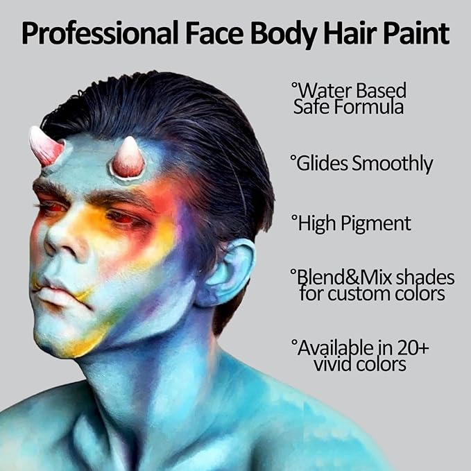 Mysense Teal Face Body Hair Paint Stick,Water Based Washable Temporary Hair Color,Non-toxic Cream Body Paint for Adults and Children Halloween Costume Special Effects Cosplay Makeup,0.5oz