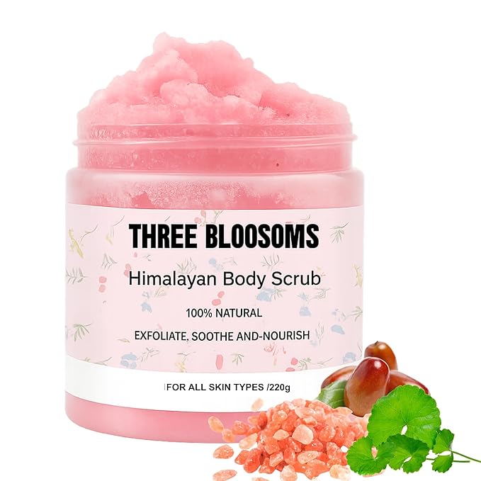 Himalayian Salt Body Scrub | 220g Natural Skin Smoothing Body Scrub Exfoliator for all Skin types, Exfoliating Scrub for Toning, Cellulite, Wrinkles, Gifts for Women and Men (220g, Himalayan Salt)