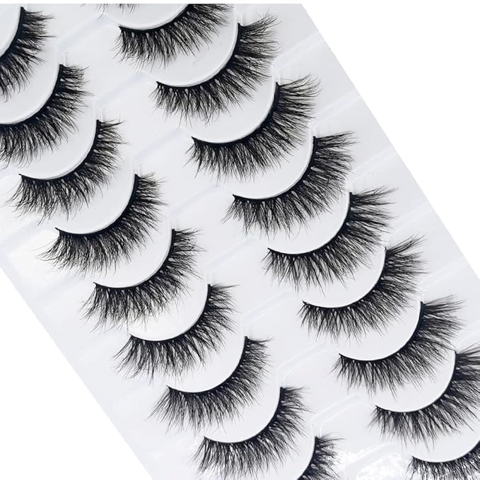 HBZGTLAD New 10 Pairs 3D Mink Lashes False Eyelashes Handmade Wispy Fluffy Long Lashes Natural Eye Makeup Tools Eye Lashes(5D-21)