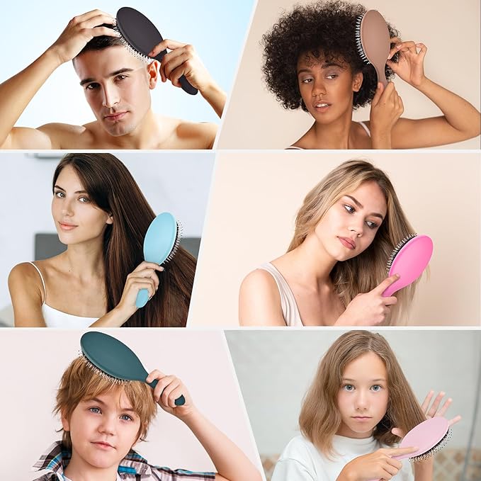 Boar Bristles Hair Brush for Women and Men, Detangling Hair Brush for Smoothing Massage Add Shine, Nylon&Boar Bristles Detangler brush for Hair Healthy (HotPink)