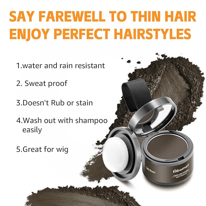 Root Touch Up Instantly Gray Hair Coverage Hairline Powder, Dark Brown, for Women Men, Hair Fibers For Thinning Hair