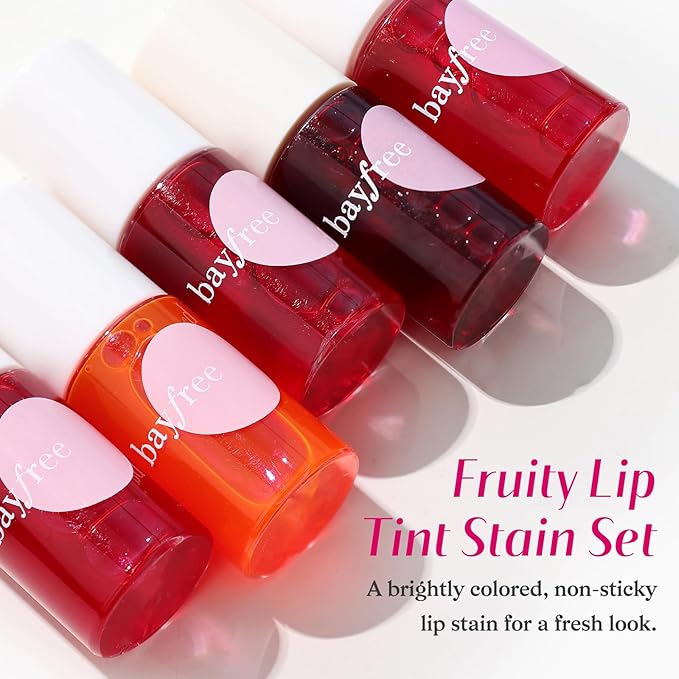 bayfree Lip Tint Stain Set, Lip Stain Long Lasting Waterproof, Lightweight, Non-sticky, Transfer-Proof, Matte Finish (fruit land)