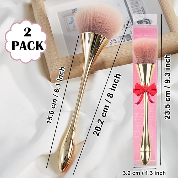 2 Pieces Large Mineral Powder Brush,Kabuki Makeup Brush,Soft Fluffy Foundation Brush Blush Brush,Large Powder Mineral Brush Nail Brushes Makeup Brushes for Daily Makeup