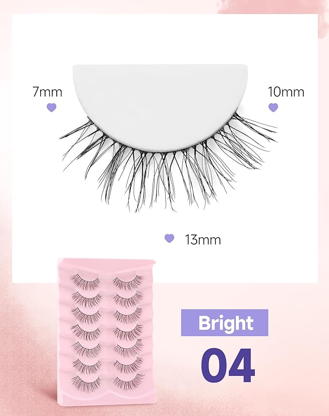 Natural Lashes Natural Eyelashes Natural Look Wispy Lashes Mink Lashes False Eyelashes Fake Eyelashes C Curl Lashes Strip Lashes Bright-04
