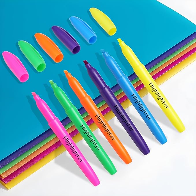 Highlighters Assorted Colors, Highlighters for School with Soft Chisel Tips, Bible Highlighter No Bleed, Quick-Drying Highlighter Markers for Teacher Students, Classroom Must Have, 24 Pack