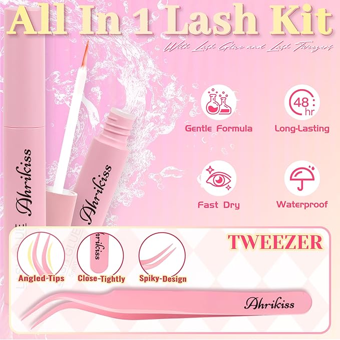 Ahrikiss Lashes Manga Lashes Natural Look Anime False Eyelashes 8 Pairs Faux Mink Lashes Kit with Lash Glue and Lash Tweezers Soft Wispy Fake Eyelashes Cosplay Spiky Strip Lashes (Comic Kit)