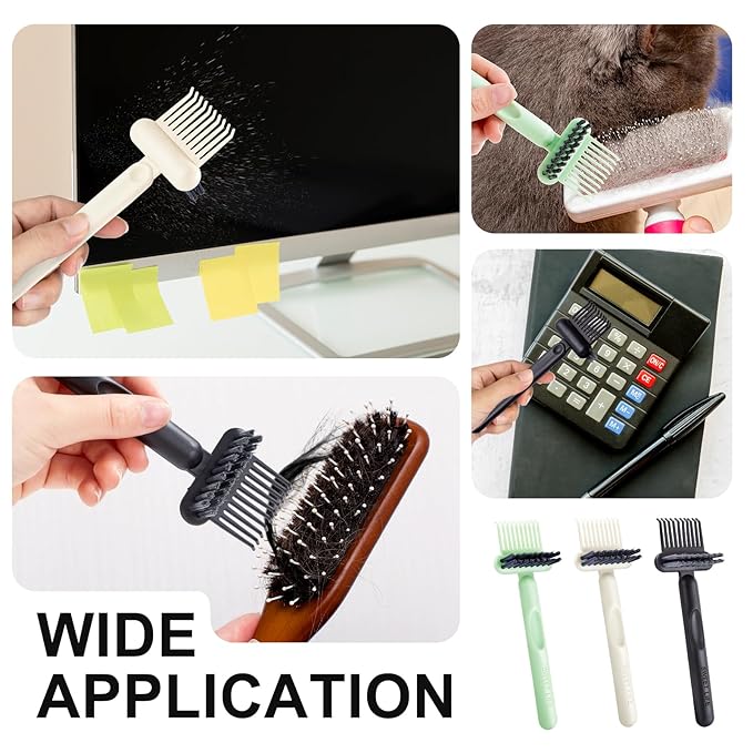 2 Pack Hair Brush Cleaning Tool, 2-in-1 Cleaner Tool, Portable Cleaning Tool Set for Brush Comb Keyboard, Remover Rake for Removing Hair Dust, Home and Salon Use(White&Black)