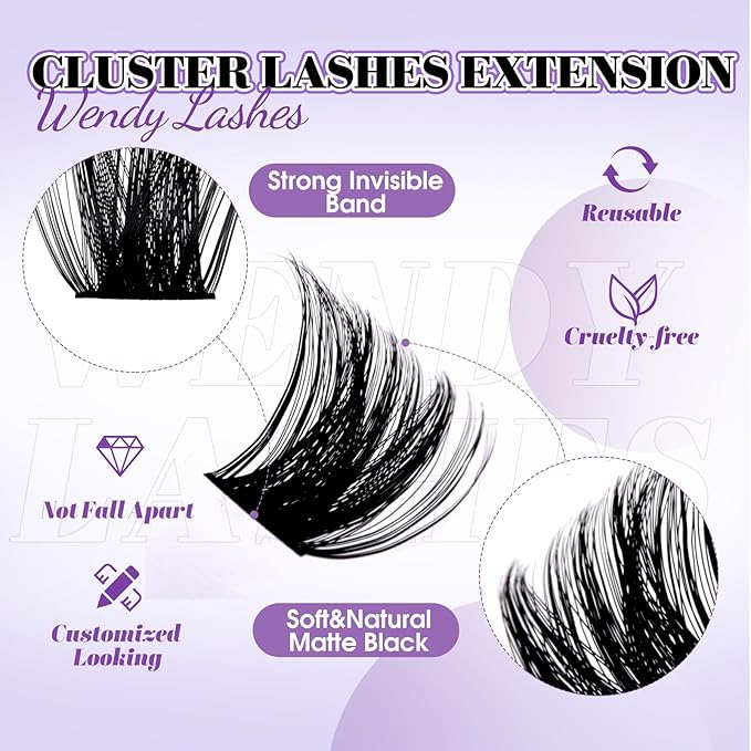 Lash Clusters With Bottom Lashes 356PCS 100D/200D Multi-types Fluffy Lash Clusters C/D Curl Wispy Individual Lashes Spike Volume Cluster Eyelash Extensions By Wendy Lashes(100/200D-0.07D)
